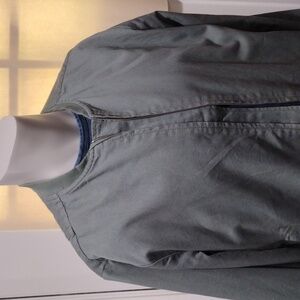 Ascot sea green banded collar zip linen blend jacket. Medium